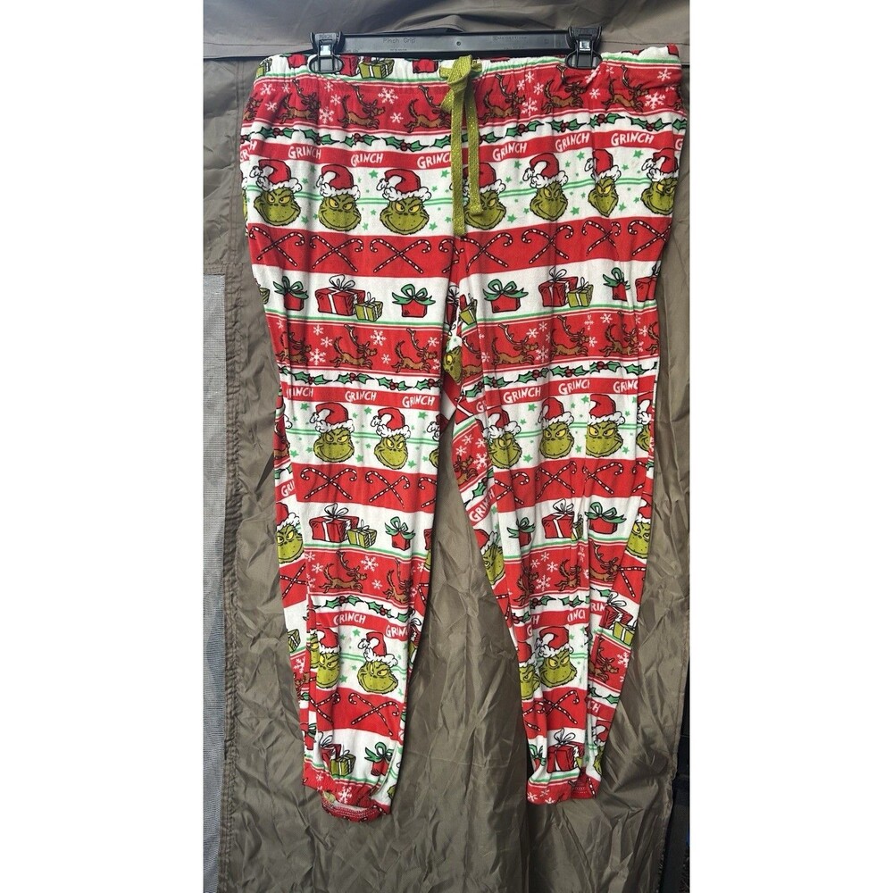 The Grinch Women’s Fleece Pajama Pants Bottoms Size 3XL Dr. Seuss Pockets Lounge